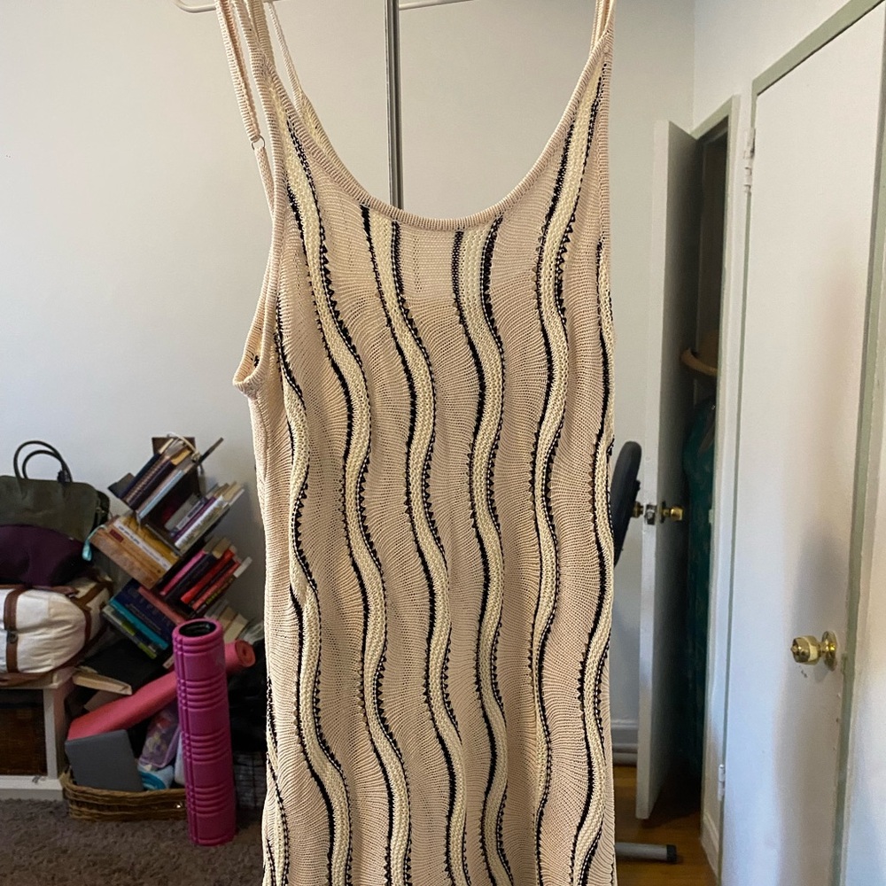 VRG GRL Elegant Beige and Black Striped Maxi Dress
